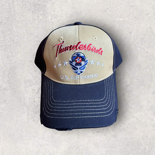 Thunderbirds Khaki and Blue Trucker Distressed Velcro Hat