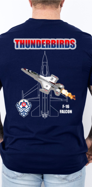 Thunderbirds F-16 Falcon Blue Print T Shirt