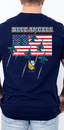 Blue Angels Flag Fly Over T Shirt